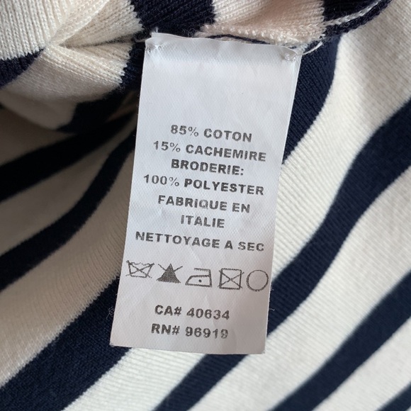 Marc Jacobs | Striped Knit Animal Sequin Bateau Cashmere Cotton Blend Sweater M - Picture 9 of 16